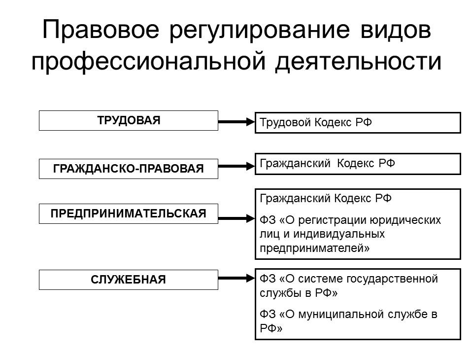 Правовое регулирование профессиональной деятельности